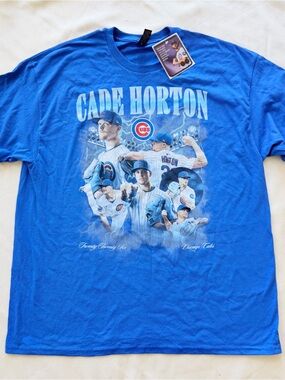 Chicago Cubs Cade Horton T-shirt Cotton Top Crew Tee Blue Red Sport Fan XL